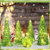 6 Pcs Mercury Glass Christmas Tree for Tabletop Light up Figurine Christmas Tree Mercury Cracked Glass Globe w/Light for Xmas Centerpiece Mantel Gift - 4 of 4