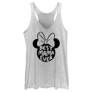 Women's Minnie Mouse Best Mama Ever Ears Racerback Tank Top - 1 of 4