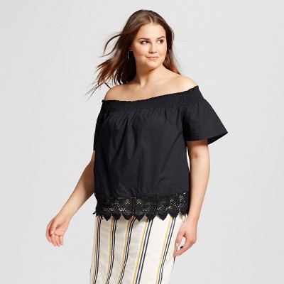 lace bardot top plus size