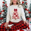 Christmas Tree Red Patchwork Print - Women's Garment Dyed Long Sleeve Graphic T-Shirt - 2 of 4