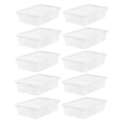 IRIS USA 28 Quart Plastic Storage Box Container Bin Tote with Lid, Clear (10-pack)