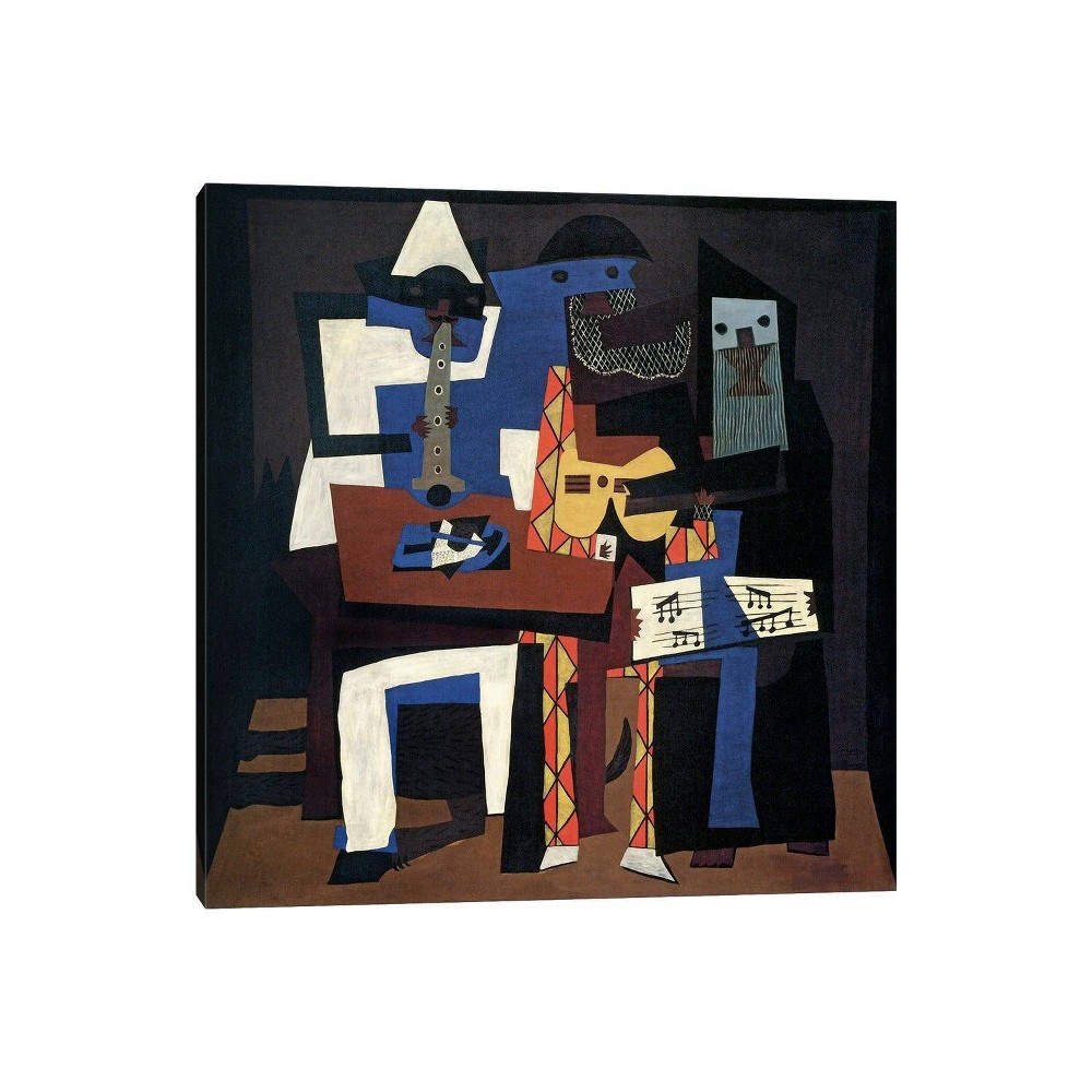 Photos - Other Decoration 12" x 12" x 1.5" Three Musicians by Pablo Picasso Unframed Wall Canvas - iCanvas: Office Decor, Abstract Artwork