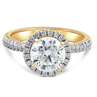 Pompeii3 2 1/2ct Halo Moissanite & Lab Created Diamond Engagement Ring ...