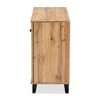 Coolidge Wood 3 Door Storage Cabinet Oak Brown - Baxton Studio: Freestanding Shoe Organizer for Entryway, Closet - 4 of 4