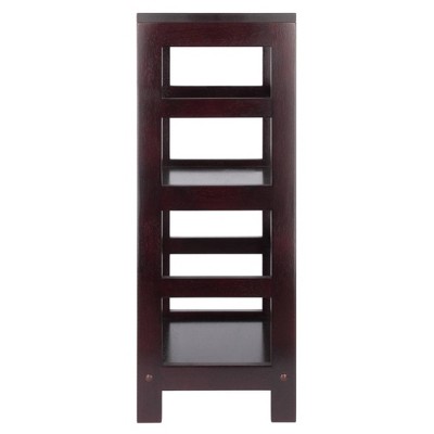 Espresso Finish Traditional Wooden 2-Tier Narrow Bookshelf