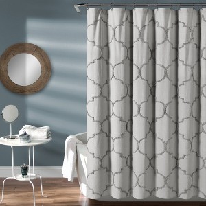 Avon Chenille Trellis Shower Curtain Light Gray - Lush Decor