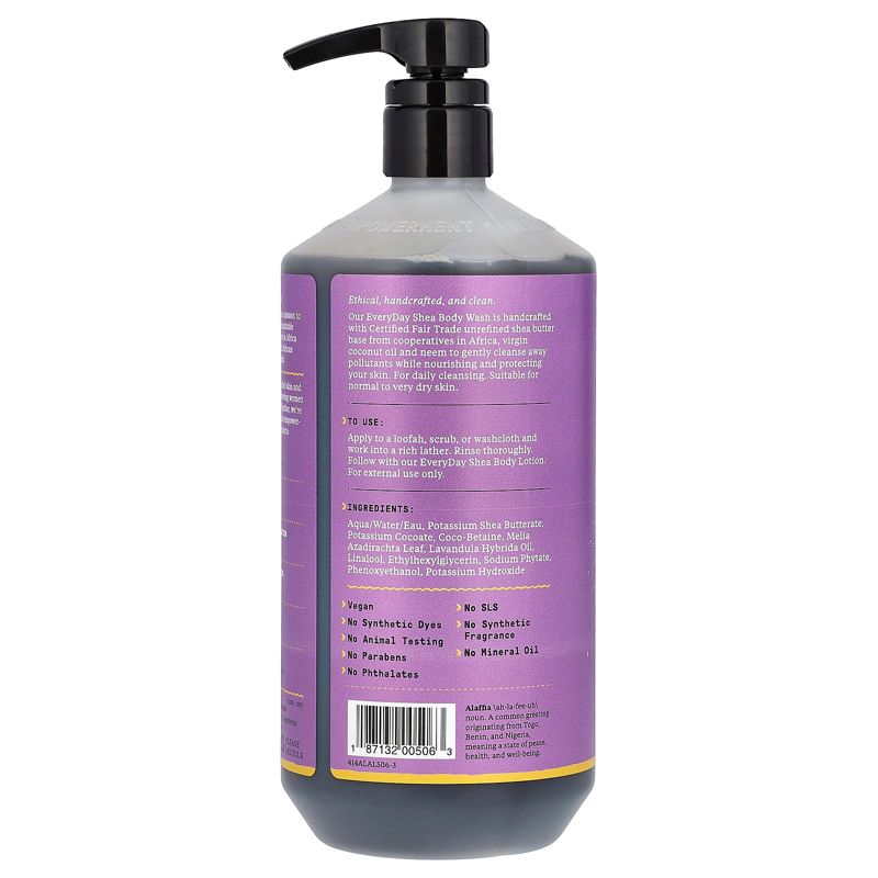 Alaffia Everyday Shea, Body Wash, Normal to Very Dry Skin, Lavender, 32 fl oz (946 ml), 2 of 3