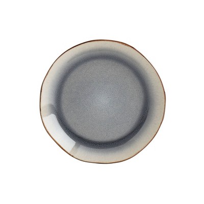 12-Piece Gray and White Ceramic Dinnerware Set with Irregular Rim
