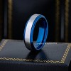 Jewelry Avalanche 6mm Stepped Beveled Blue & Gunmetal IP Tungsten Carbide Men Women Wedding Band - 2 of 4