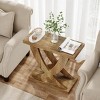 Syemin End Tables Farmhouse End Table with Cross Fishtail Support, Narrow Wood Side Table for Living Room or Bedroom, Brown, 23.62"*11.81"*23.62" - 4 of 4