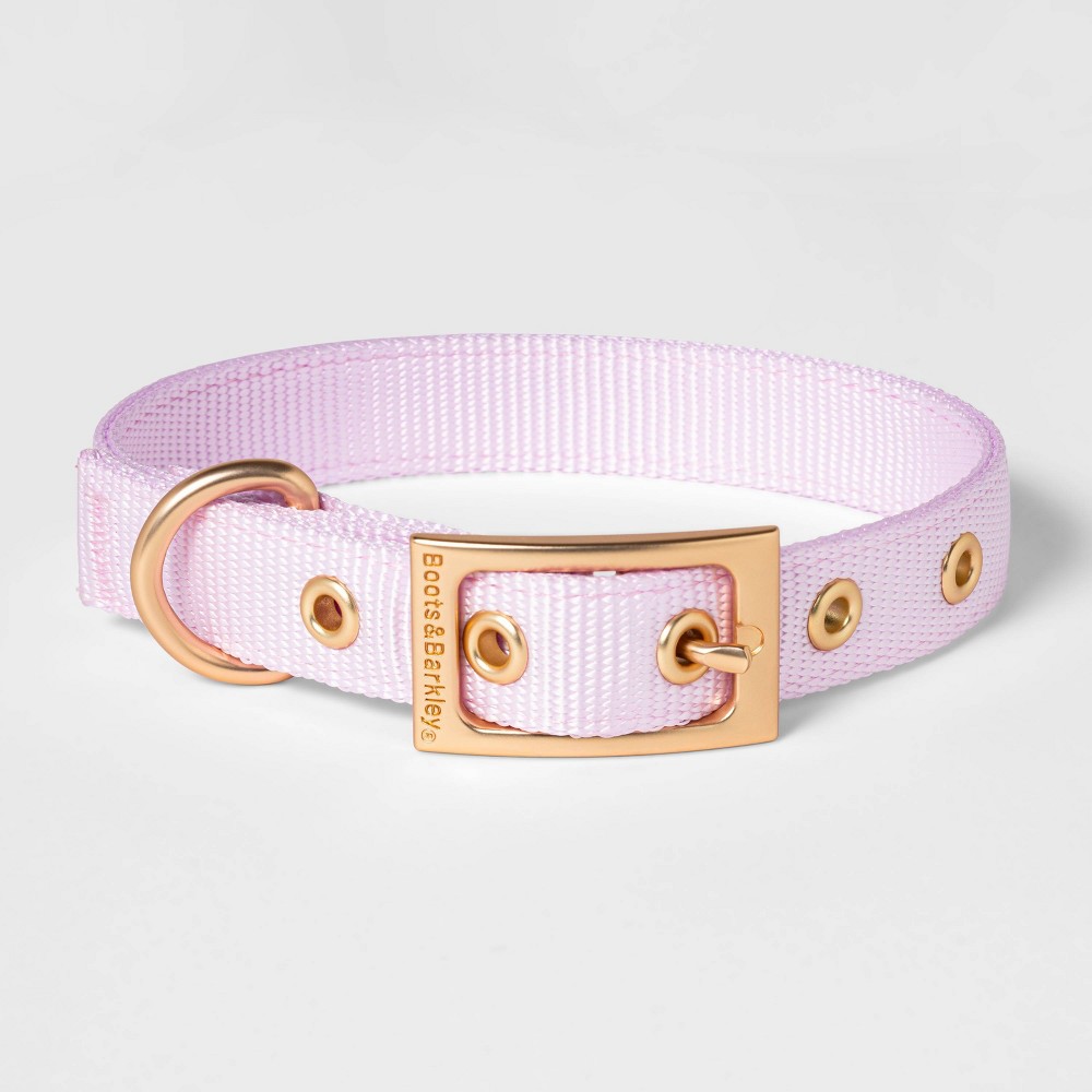 Metal Buckle with Adjustable Solid Nylon Dog Collar - S - Lilac - Boots & Barkley