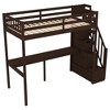 XIYUYEU Twin Size Loft Bed with Desk Pinewood Bed Frame with Guardrail and Storage Stairs, Espresso - 4 of 4