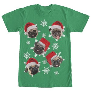 Men's Lost Gods Ugly Christmas Pug Snowflakes T-Shirt - 1 of 4