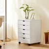 5 Drawer Mobile File Cabinet, Wooden Under Desk Filing Cabinet for Legal/Letter Size, Rolling Filing Storage Cabinet For Home Office White - 2 of 4