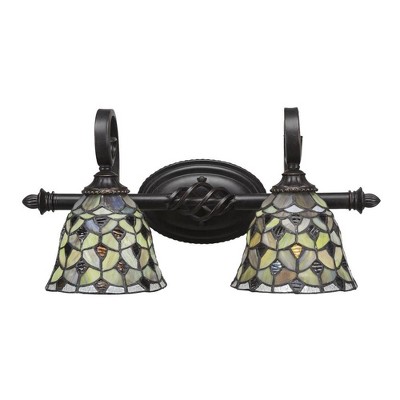 Toltec Lighting Elegante 2 - Light Vanity in  Dark Granite with 7" Crescent Art Glass Shade