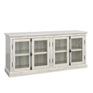 Sauder Barrister Lane TV Credenza for TVs up to 80" White Plank: Industrial Style Entertainment Center - 1 of 4