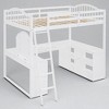 Full Size Wooden Loft Bed with U-Shaped Desk, Drawers, Storage Compartments, and Tri-Fold Mirror - 4 of 4