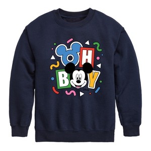 Boys' - Disney - Mickey Oh Boy 90s Graphic Long Sleeve Fleece Sweatshirt - 1 of 4