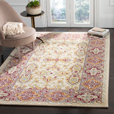 Ivory and Blue Hand-Tufted Wool 8' x 10' Area Rug