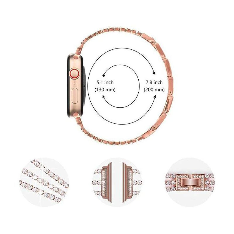Worryfree Gadgets Metal Bling Jewelry Band for Apple Watch 38/40/41mm, 42/44/45mm iWatch Series 8 7 6 SE 5 4 3 2 1, 3 of 5