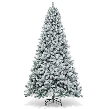 Costway 9ft Snow Flocked Hinged Artificial Christmas Tree Unlit Metal