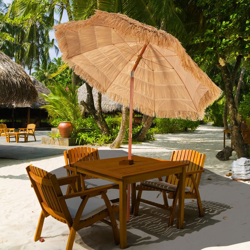 Costway 6.5 FT Thatched Beach Umbrella Tilt Tiki Hawaiian Patio Portable, 3 of 11