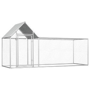 vidaXL Chicken Cage Walk-in Chicken Coop Pen Poultry Cage Galvanized Steel - 1 of 4