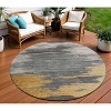 Gold And Gray Abstract Washable Indoor Outdoor Area Rug - 2 of 4