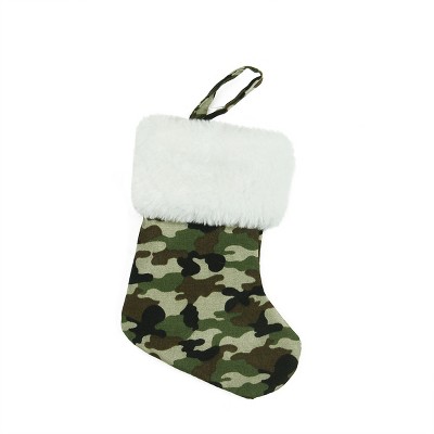 Northlight 7" Army Camouflage Mini Christmas Stocking with White Cuff