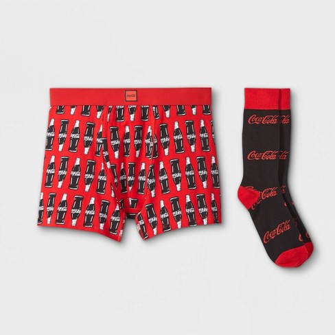 Men's Holiday Coca-cola Bottles Boxer Briefs & Socks Set - Black/red :  Target