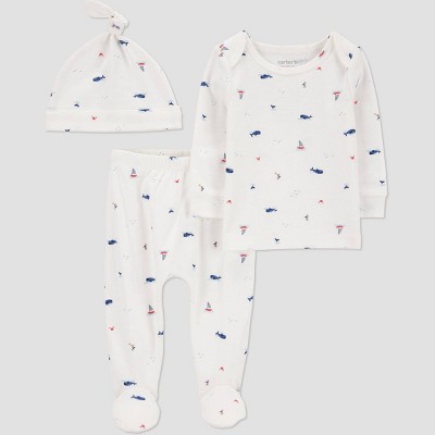 Carter's Just One You® Baby Boys' 3pc Long Sleeve Whale Top & Bottom Set - Ivory