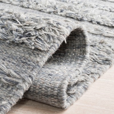 Grey and Ivory Hand-Knotted Wool and Cotton Square Rug