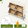 Rattan Shoe Storage Cabinet, 4 Flip Drawers Shoe Organizer for Entryway, Freestanding Shoe Organizer with Metal Legs, Narrow Shoe Rack Cabinet - 2 of 4