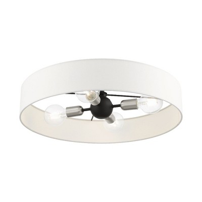 Elegant Black and Brushed Nickel 4-Light Drum Semi-Flush Mount