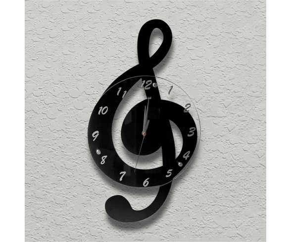 Treble Clef Wall Clock Black - Creative Motion Industries&#174;