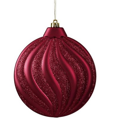 Northlight 6ct 2-Finish Swirl Shatterproof Christmas Disc Ornament Set 6.25" - Red