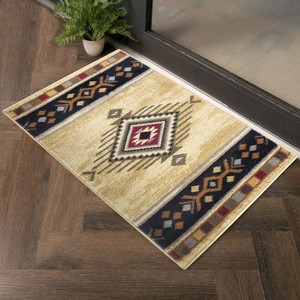 Okak Elegent Southwest Entryway Rug with Low Pile Design, Durable Door Mat with Fluffy Surface, Living Room Rug for Entryway, Foyer, Brown - 1 of 4