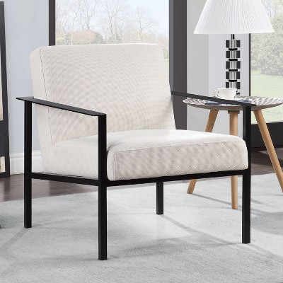 Milano Oatmeal White Metal Frame Accent Chair