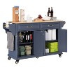 PAGED Kitchen Island with Rubber Wood Countertop, Kitchen Cart on 5 Wheels with Storage Cabinet and 2 Top Drawers for Kitchen - 3 of 4