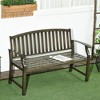 Outsunny 46" Outdoor Garden Bench, Metal Bench, Steel Slatted Frame Furniture for Patio, Park, Porch, Lawn, Yard, Deck - 2 of 4