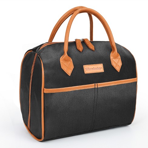 Black leather outlet lunch bag