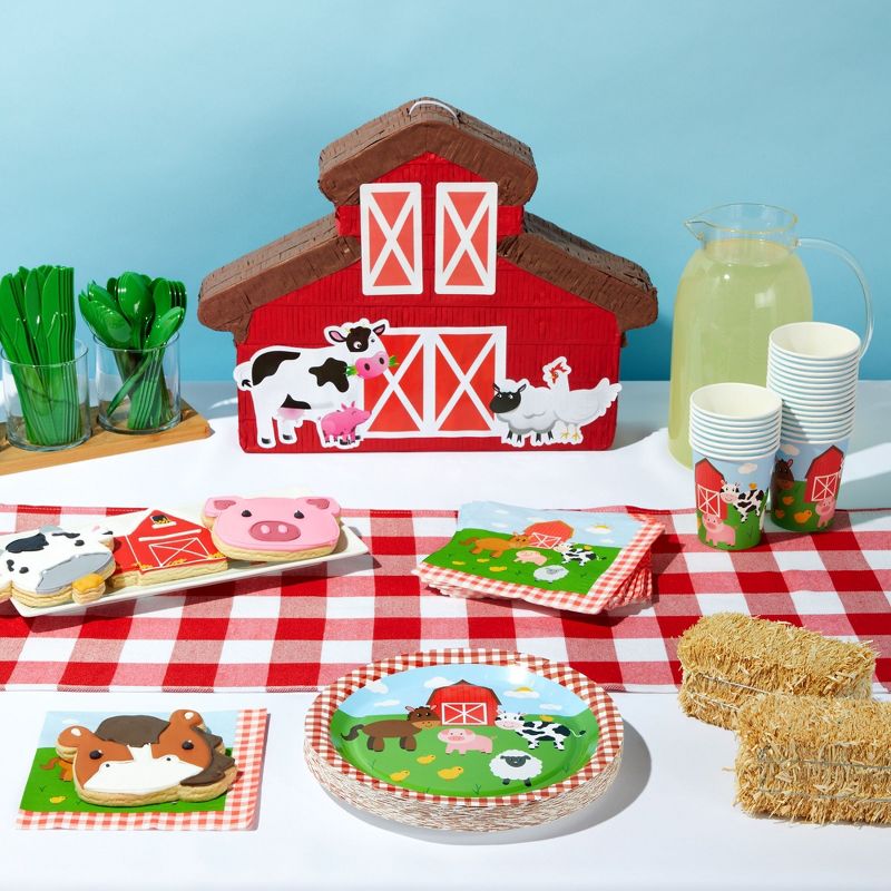 Juvale 144 Pieces Barnyard Birthday Party Supplies, Paper Plates, Napkins, Cups, Cutlery, Serves 24 Guests, 2 of 9