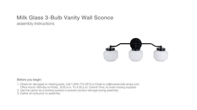 Milk Glass 3-Bulb Vanity Wall Sconce - Hearth & Hand™ with Magnolia, 2 of 7, play video