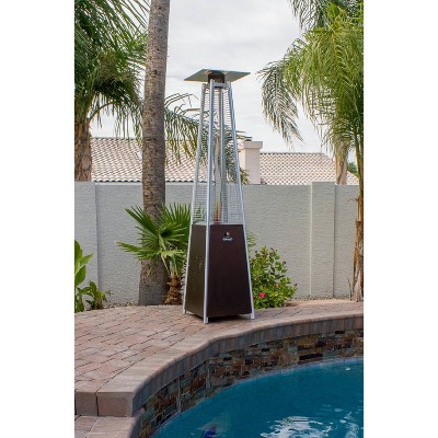 Hammered Bronze Tall Glass Tube Propane Patio Heater with Safety Shut Off