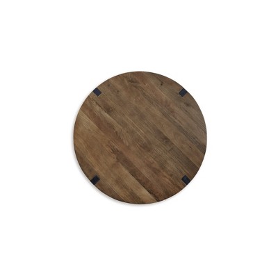 Round Black and Brown Mango Wood Coffee Table