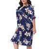 Women's Plus Size Satin Floral Print Short Sleeve Round Neck Midi Nightgown - Agnes Orinda - 2 of 4