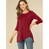 Allegra K Women's 3/4 Sleeve Round Neck Button Decor Casual Stretchy Tunic Tops - 3 of 4