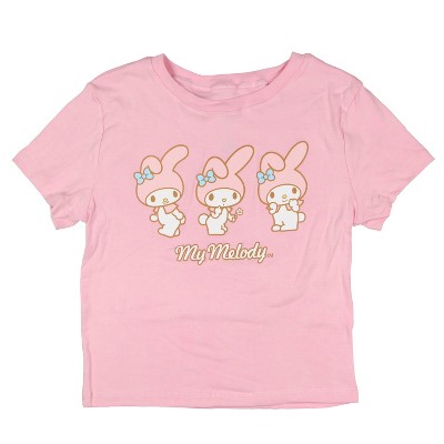 Hello Kitty Women's My Melody 3 Pose Cropped Junior's Adult T-Shirt