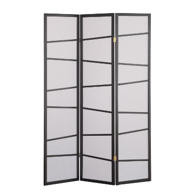 Black 3-Panel Folding Room Divider Screen