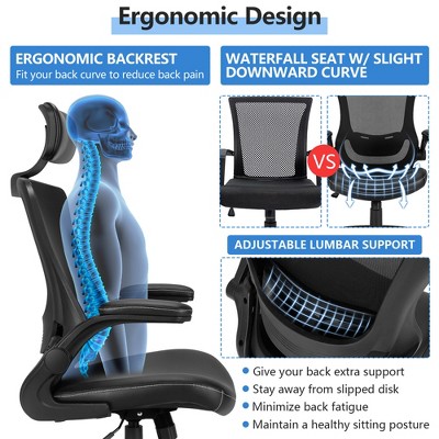 ErgoFlex Mesh and Leather Adjustable Office Chair with Swivel Base - Black